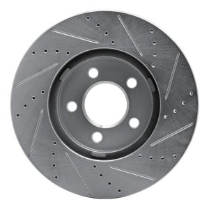 Ford Crown Victoria Brake Rotor (1) - Front Left - R1 Concepts - Drilled & Slotted - Silver - `03-`11